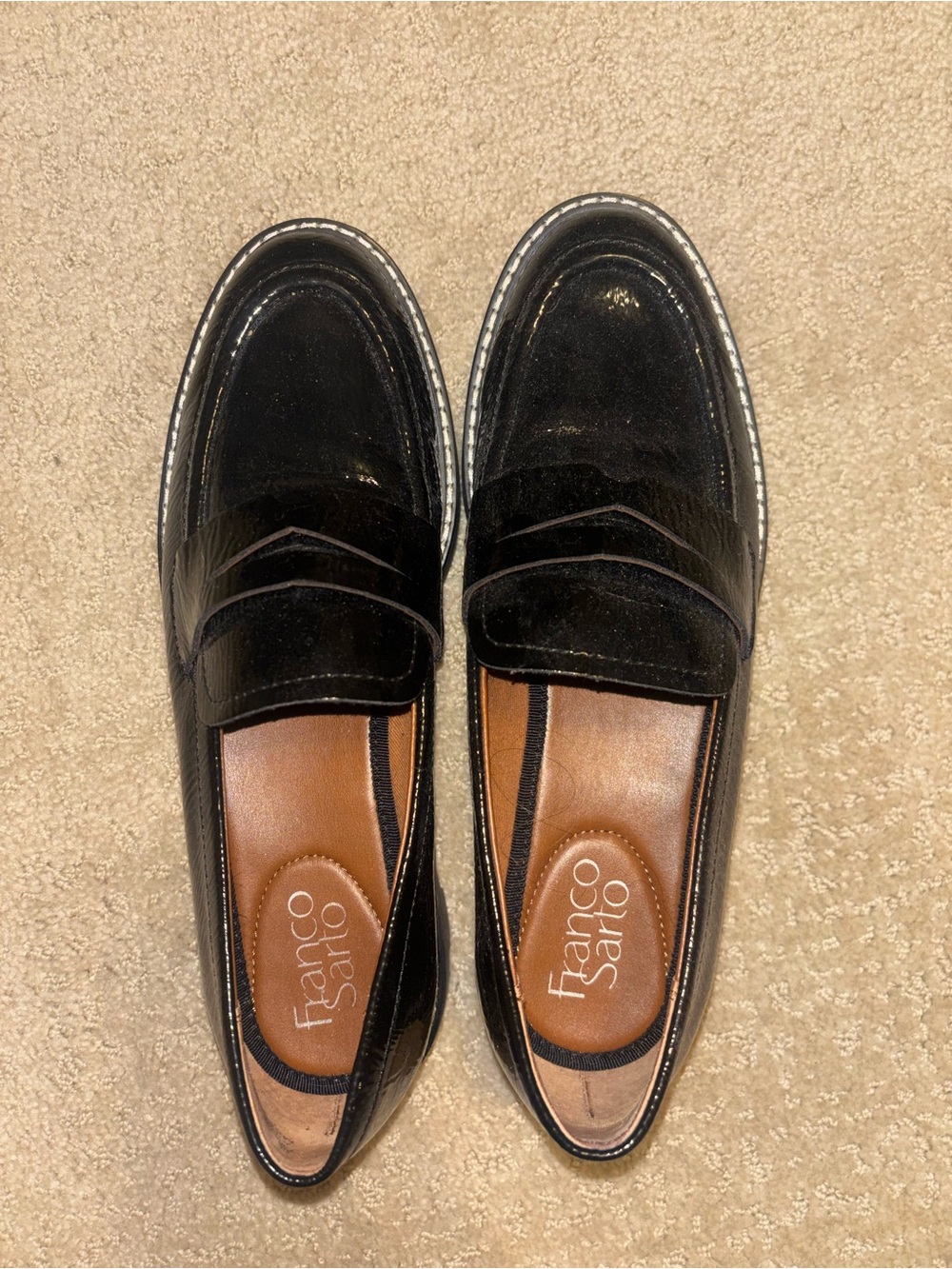 Franco Sarto Black Patent Penny Loafers